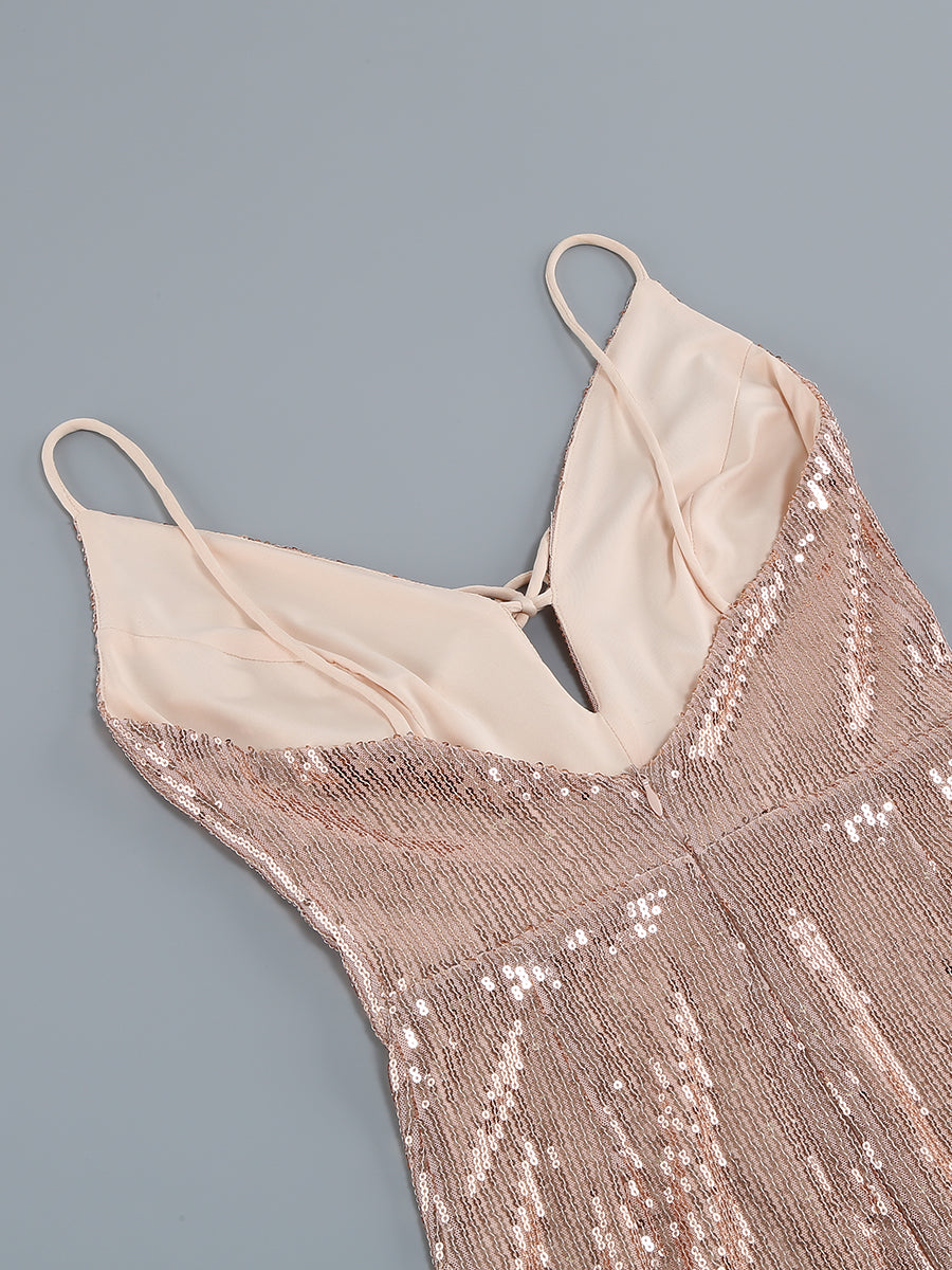 Feather Detail Sequin Dress Pink