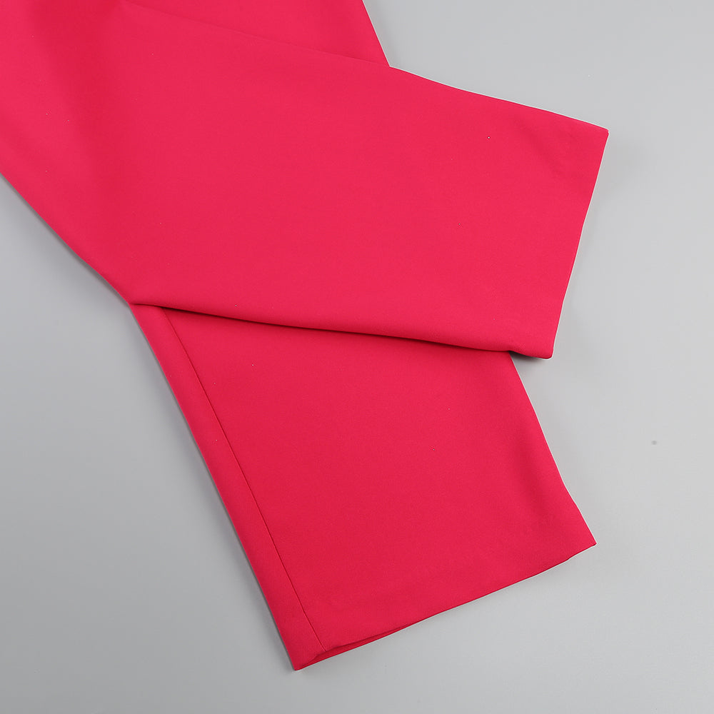 Long Sleeve Feather Detail Suit Hot Pink HV1267