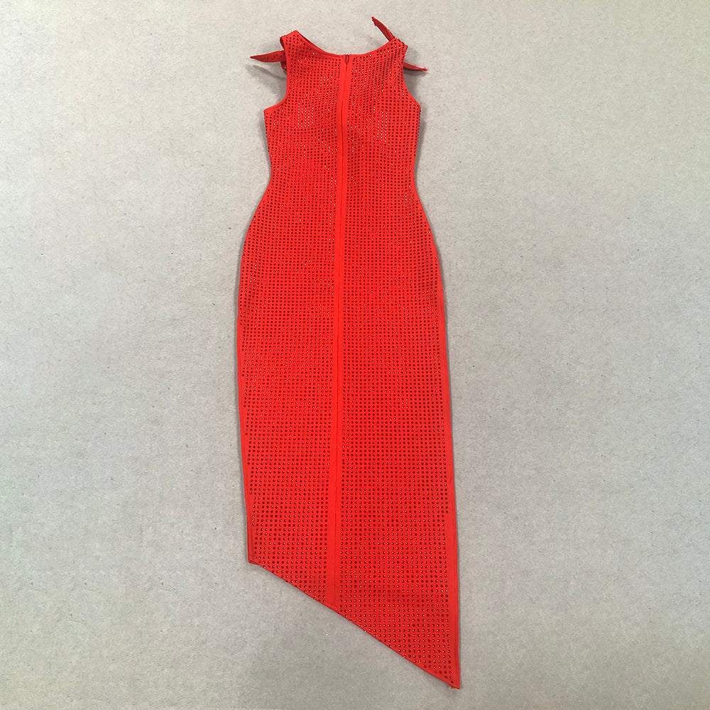 Floral Embellished Midi Dress Red HV7879