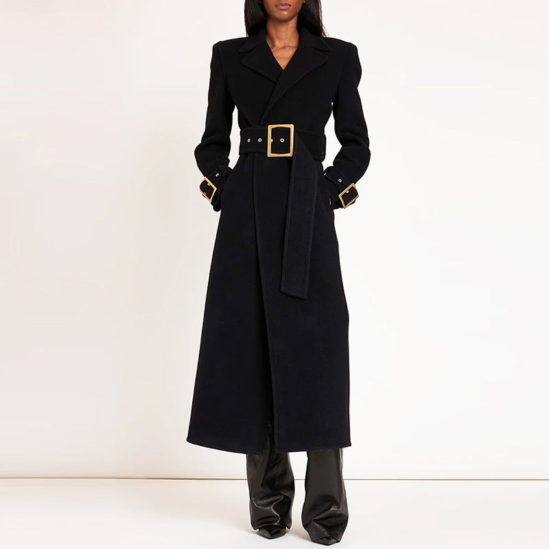 Long Sleeve Midi Coat Black