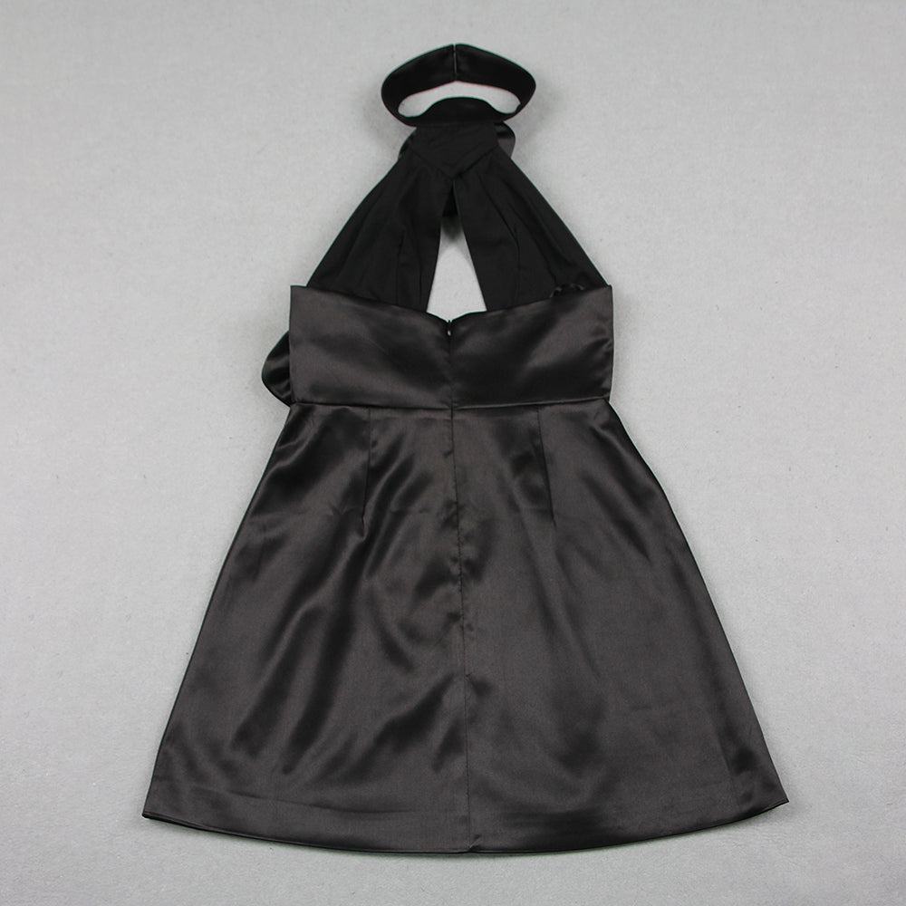 Halter Flower Detail A Line Dress HV1084