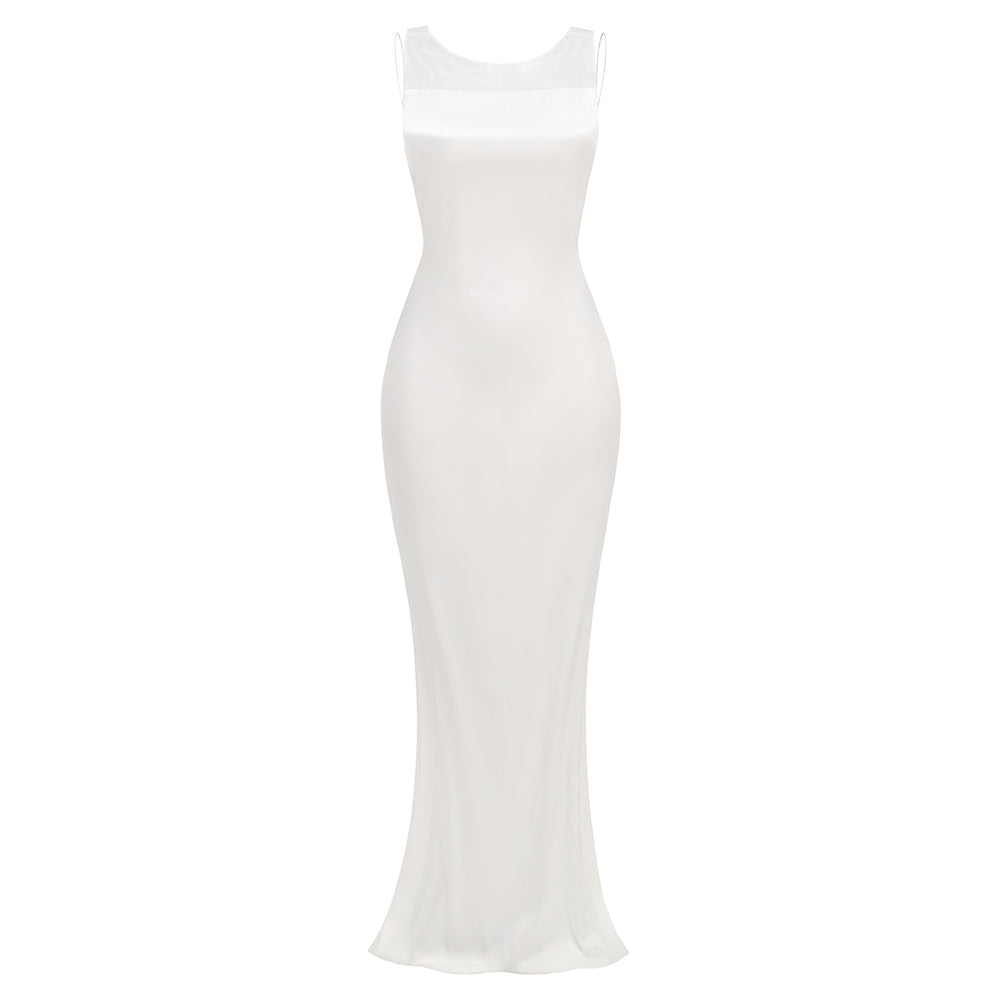 Mesh Insert Maxi Dress White HV1919