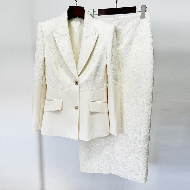 Long Sleeve Floral Midi Two Piece Set Ivory HV1719