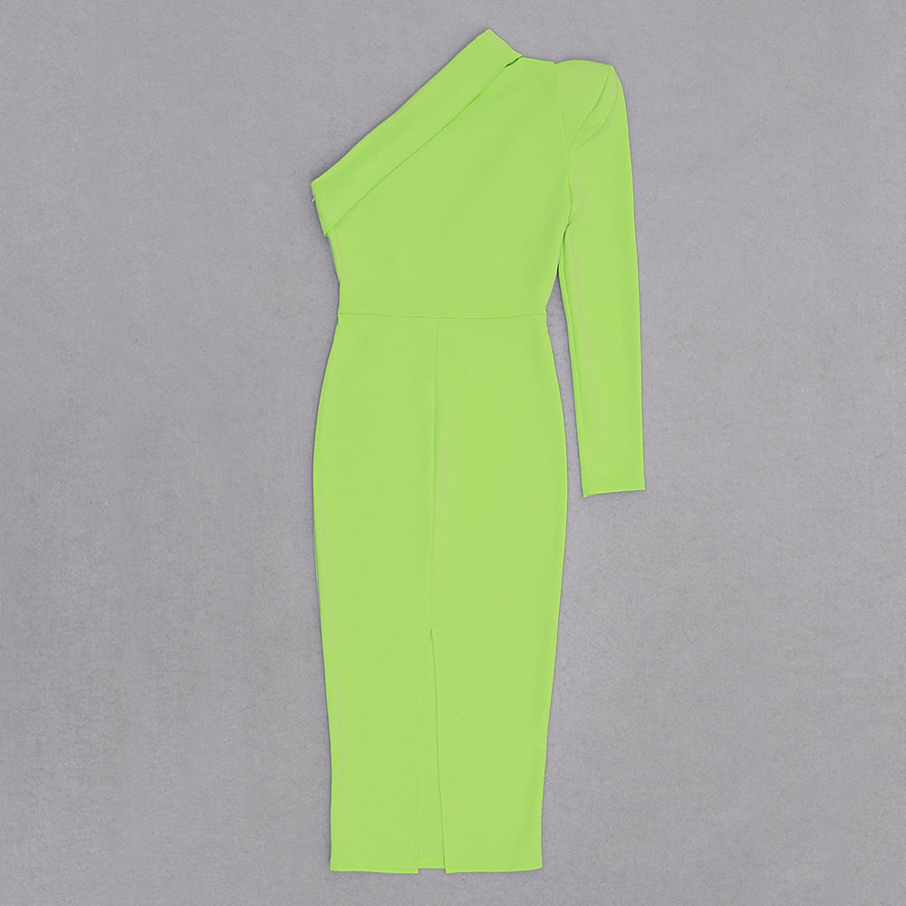 One Sleeve Belt Detail Midi Dress HV9113