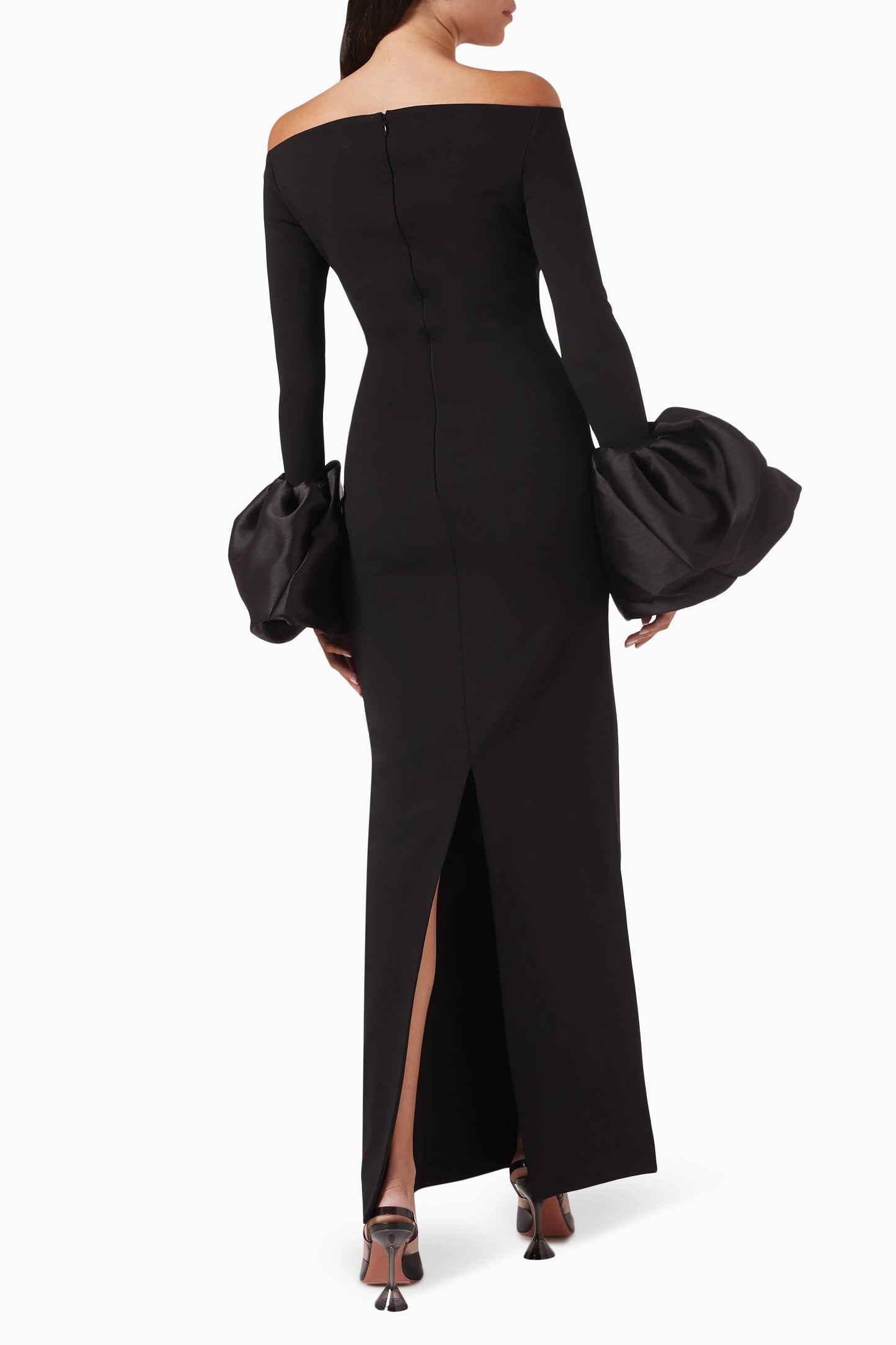 Long Sleeve Bardot Maxi Dress Red HV1855