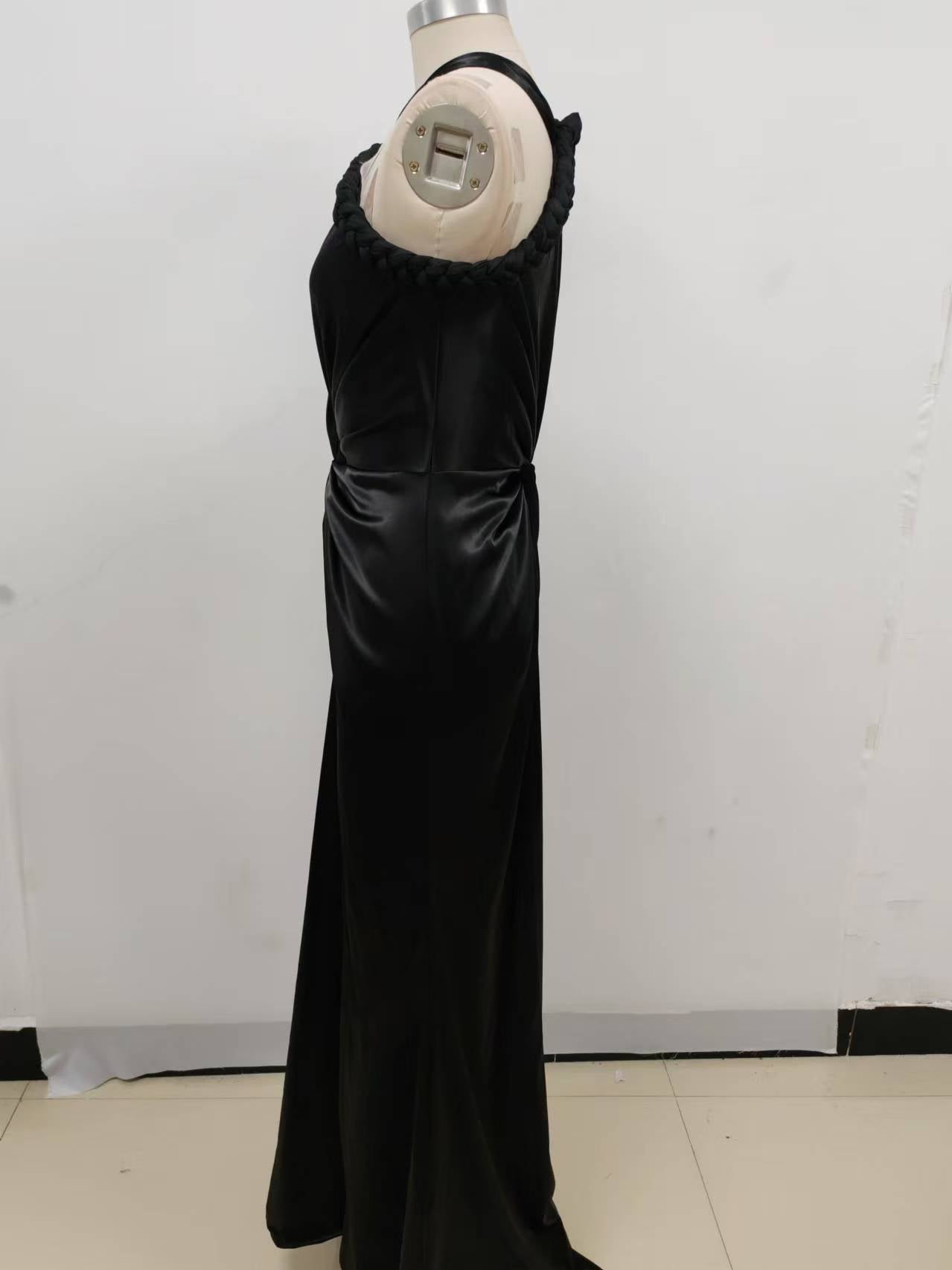 Halter Braided Draped Maxi Dress HV1380