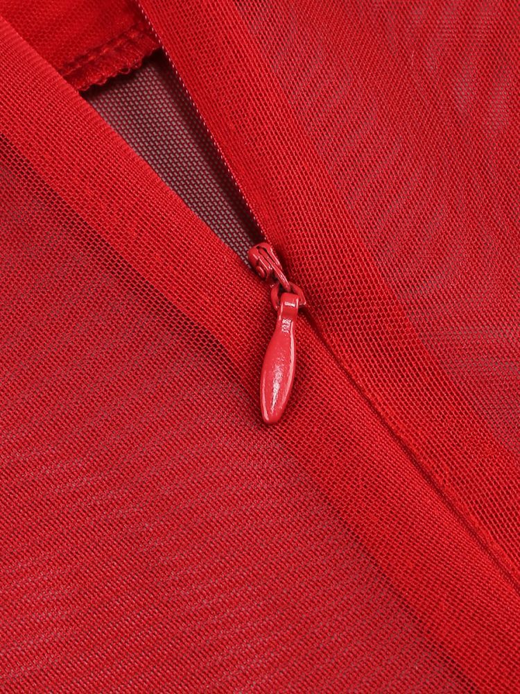 Long Sleeve Petal Detail Dress Red