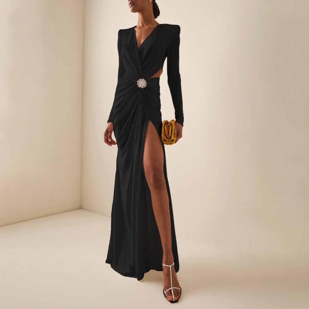 Long Sleeve Draped Maxi Dress HV9538