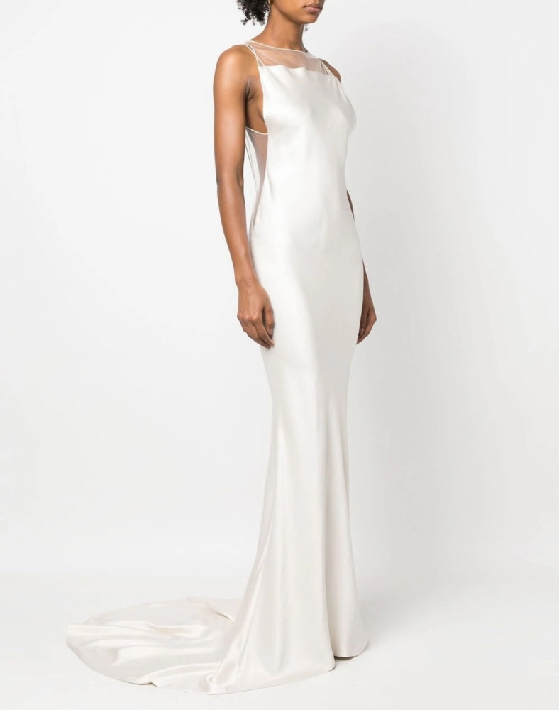 Mesh Insert Maxi Dress White HV1919