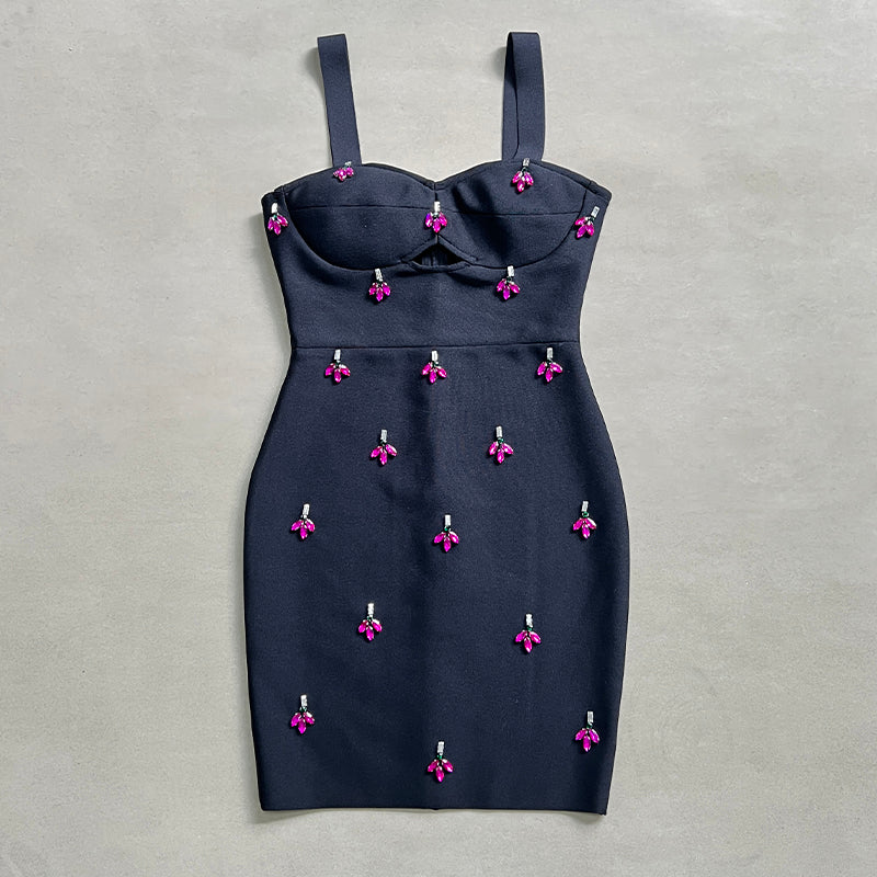 Floral Crystal Detail Dress HV1474