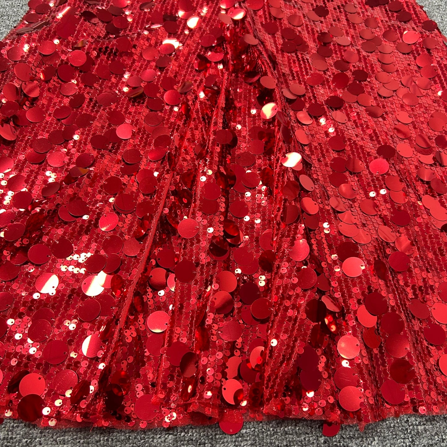 Strapless Big Sequins Maxi Dress Red BB505