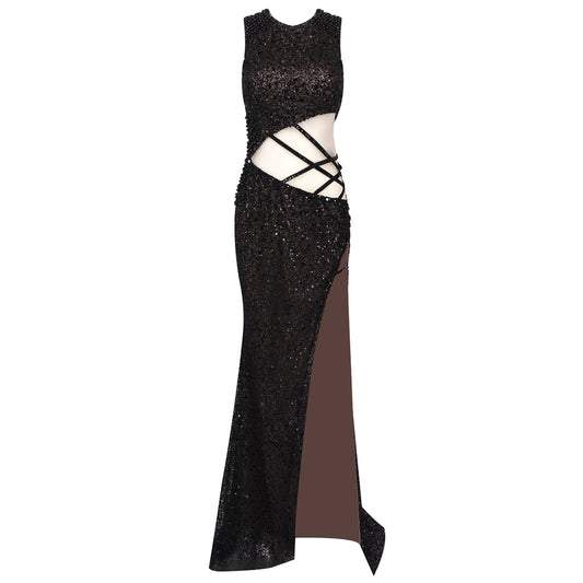 Sequin Embellished Maxi Dress Black HV1103