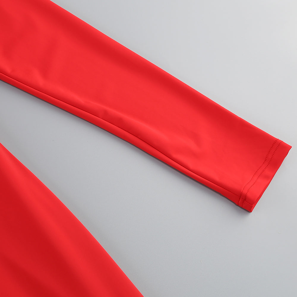 Long Sleeve Backless Maxi Dress Red