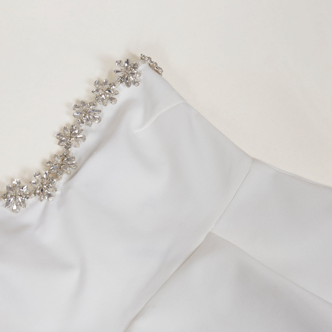 Strapless Crystal Floral Dress White HV3311