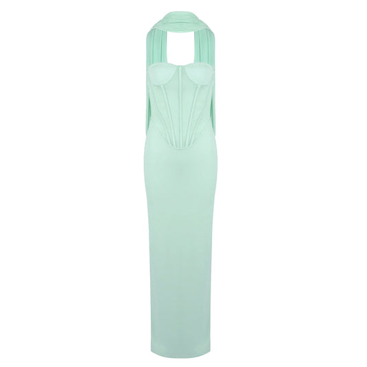 Strapless Bustier Maxi Dress Green HV2616