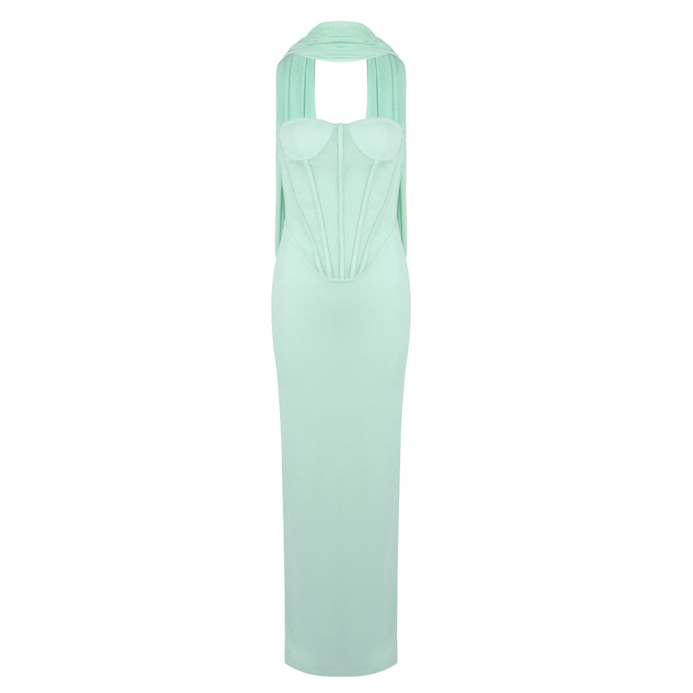 Strapless Bustier Maxi Dress Green HV2616