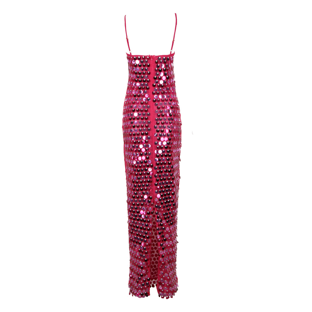 Big Sequin Maxi Dress Hot Pink HV9114