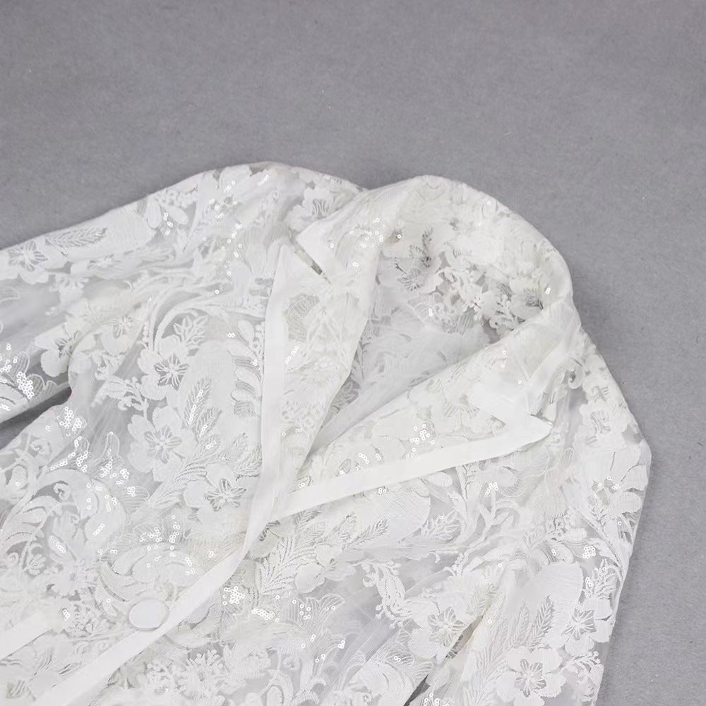 Long Sleeve Sequin Lace Suit HV9305