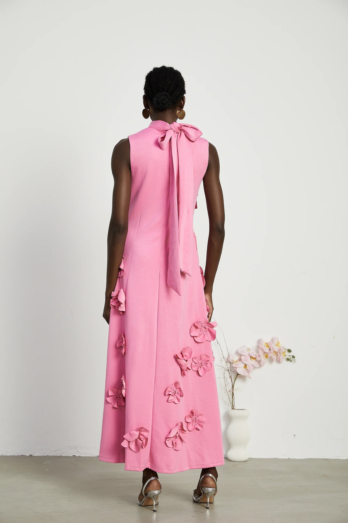 Floral A Line Maxi Dress Hot Pink HV2035