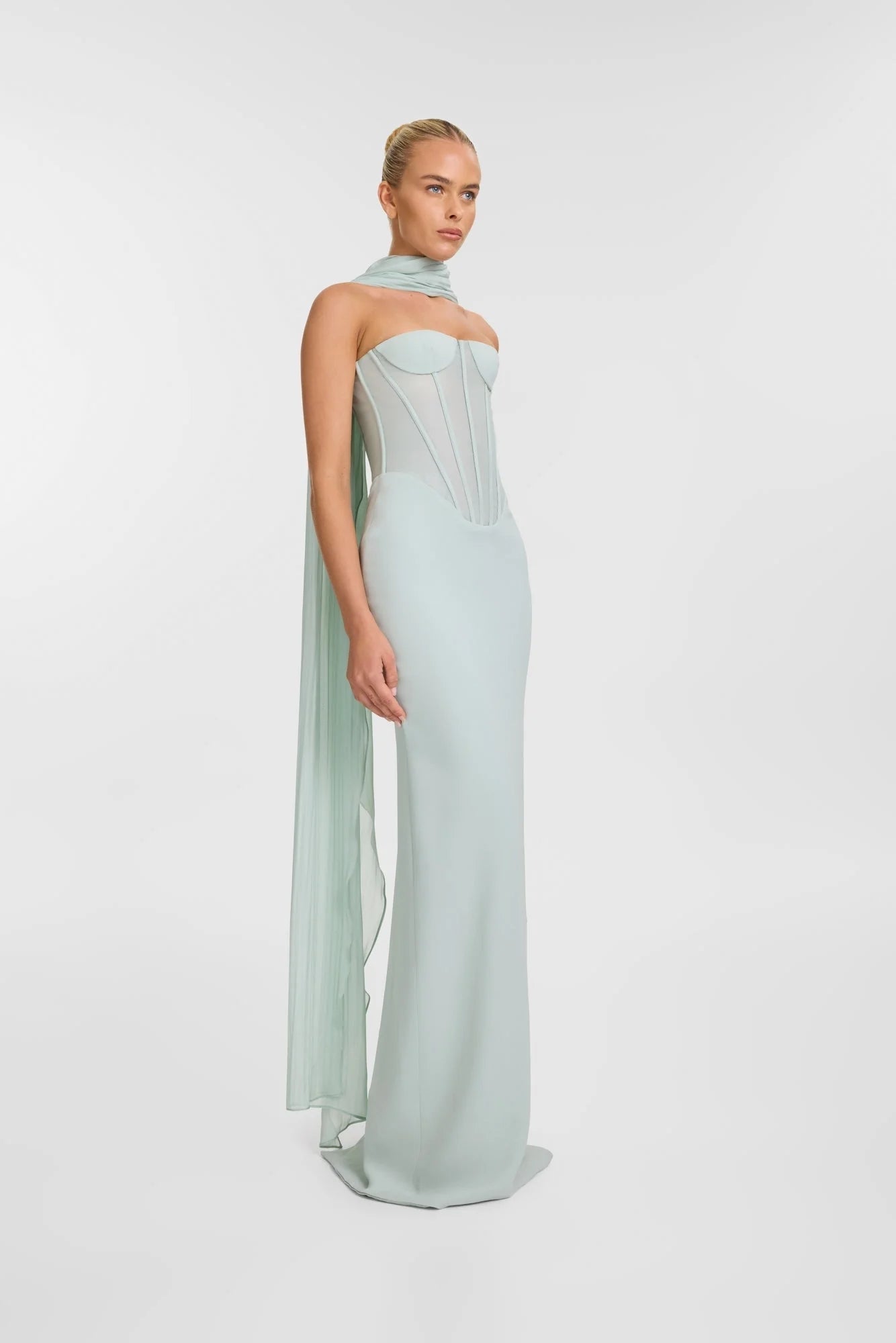 Strapless Bustier Maxi Dress Green HV2616