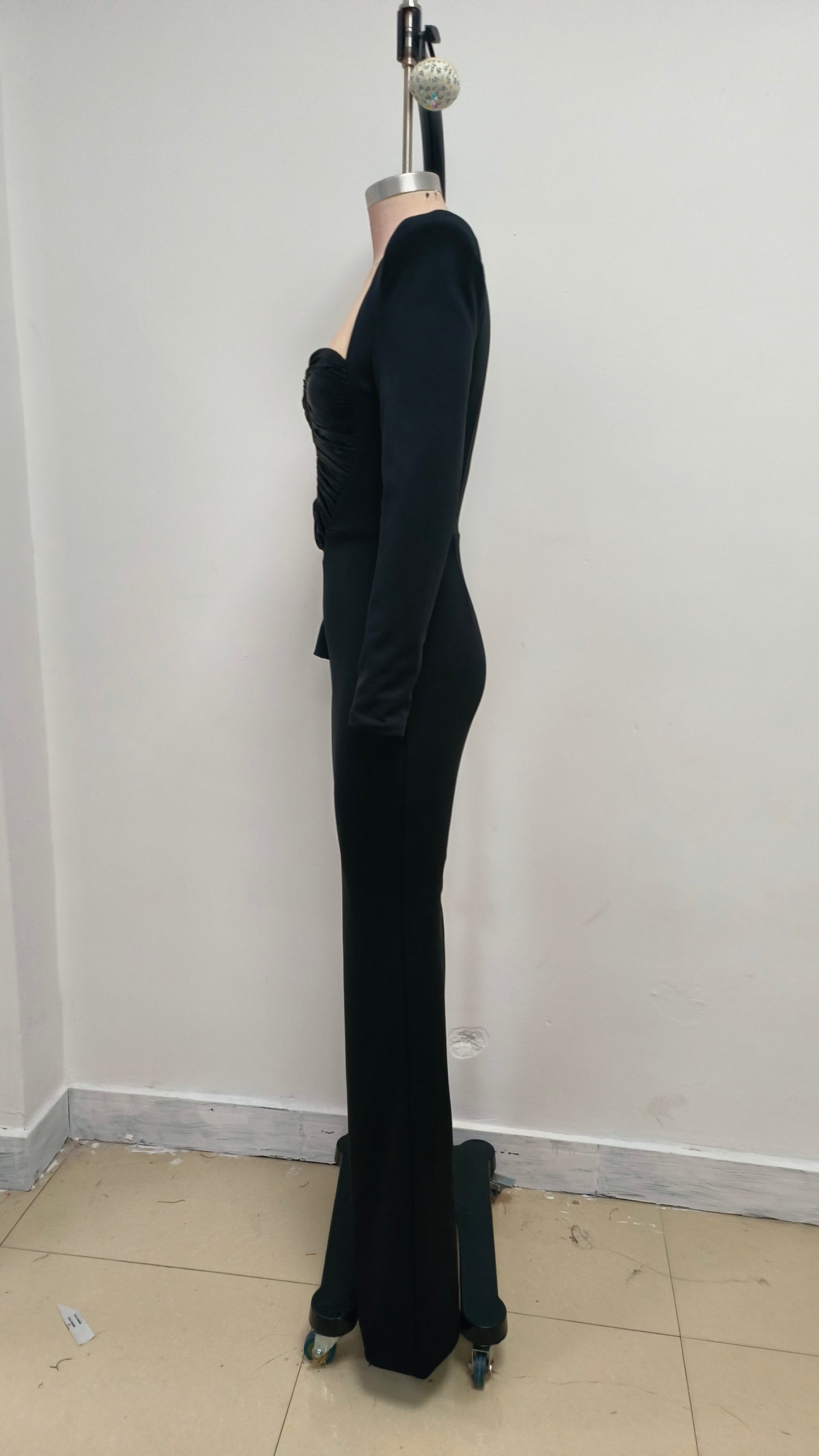 Long Sleeve Draped Bustier Maxi Dress HV1991