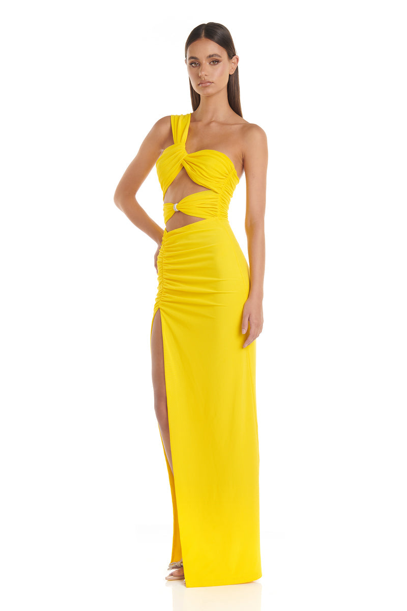 One Shoulder Maxi Dress Yellow HV9498