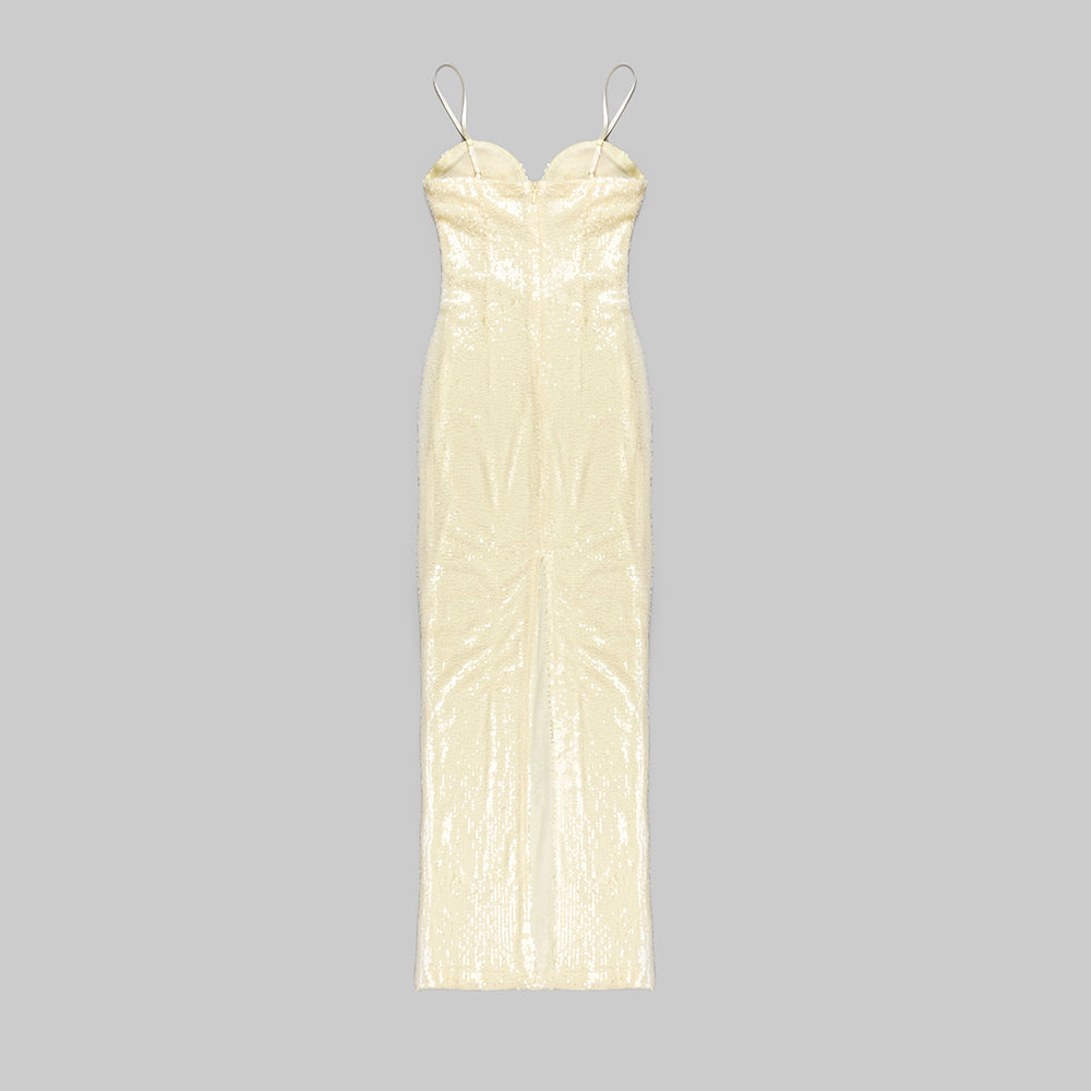 Flower Bustier Sequin Maxi Dress HV8416