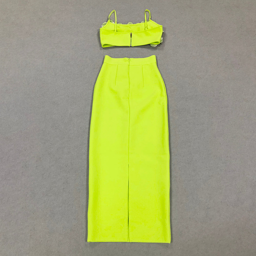 Floral Detail Two Piece Maxi Dress Green HV1570