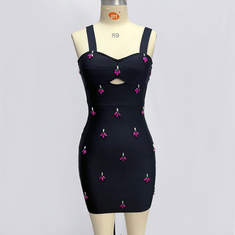 Floral Crystal Detail Dress HV1474