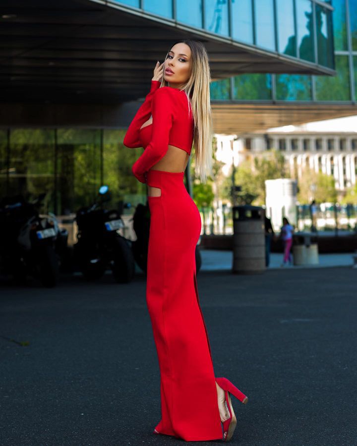 Long Sleeve Two Piece Maxi Dress HV8590