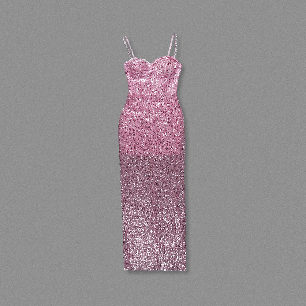 Sequin Bustier Maxi Dress Pink HV1960