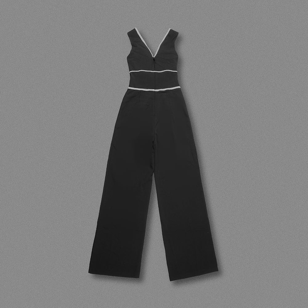 Crystal Trim Jumpsuit Black HV1040