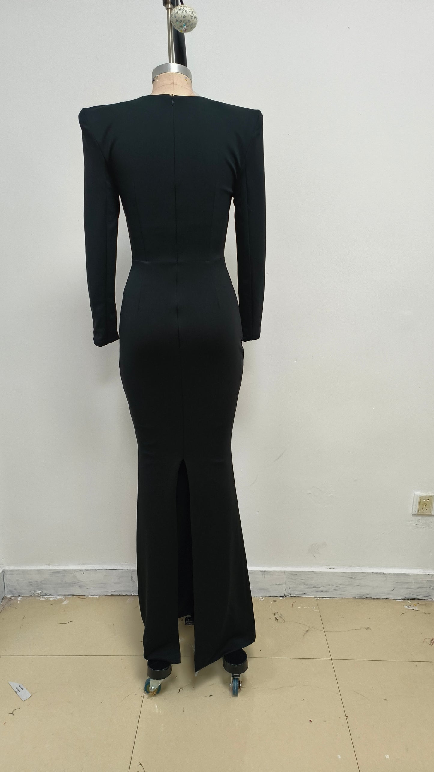 Long Sleeve Draped Bustier Maxi Dress HV1991