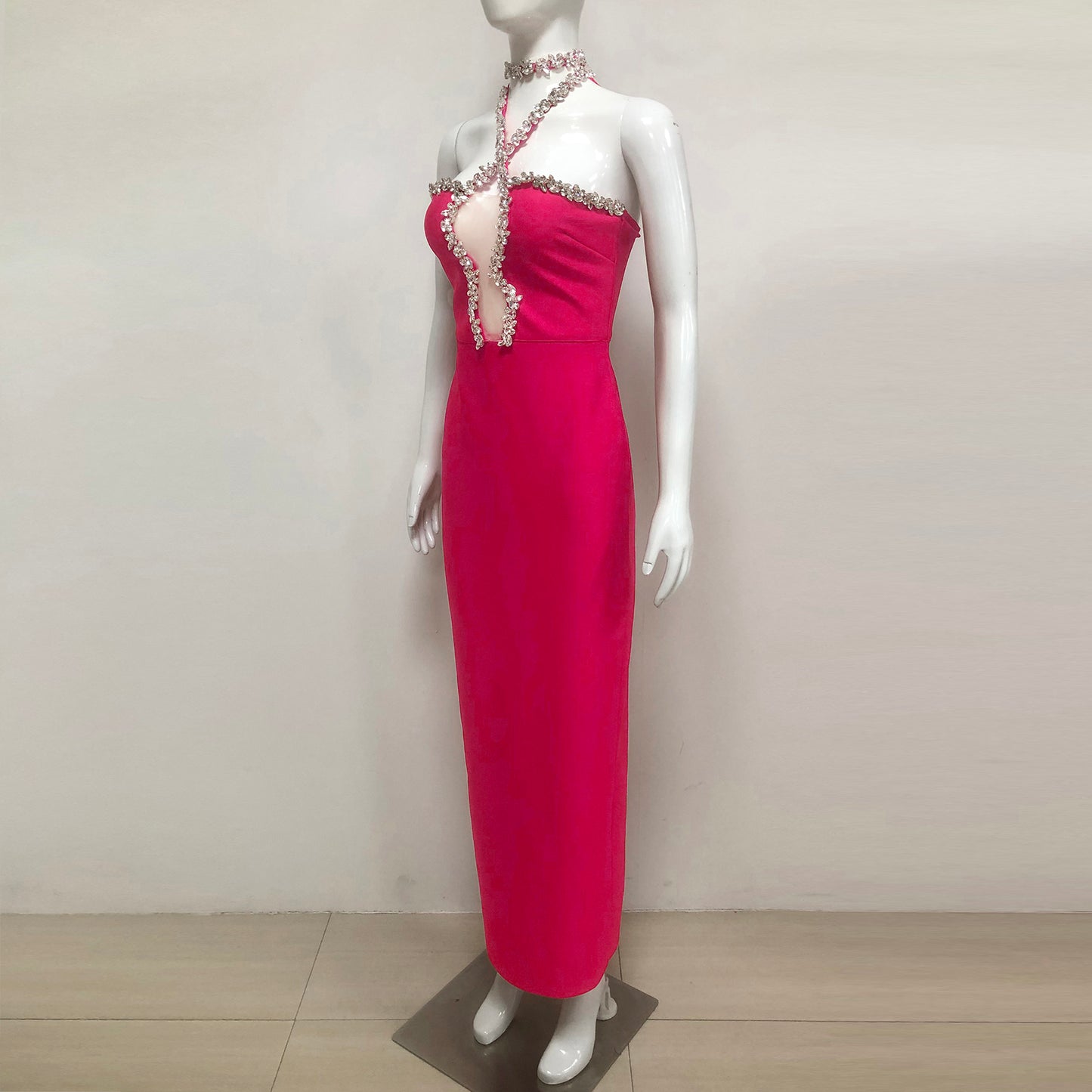 Halter Crystal Maxi Dress