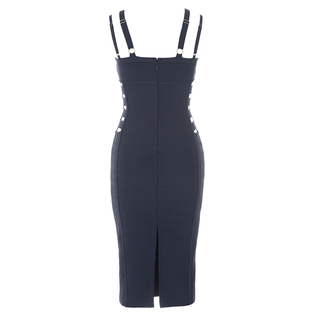 Side Cut Out Midi Dress Navy HV9351
