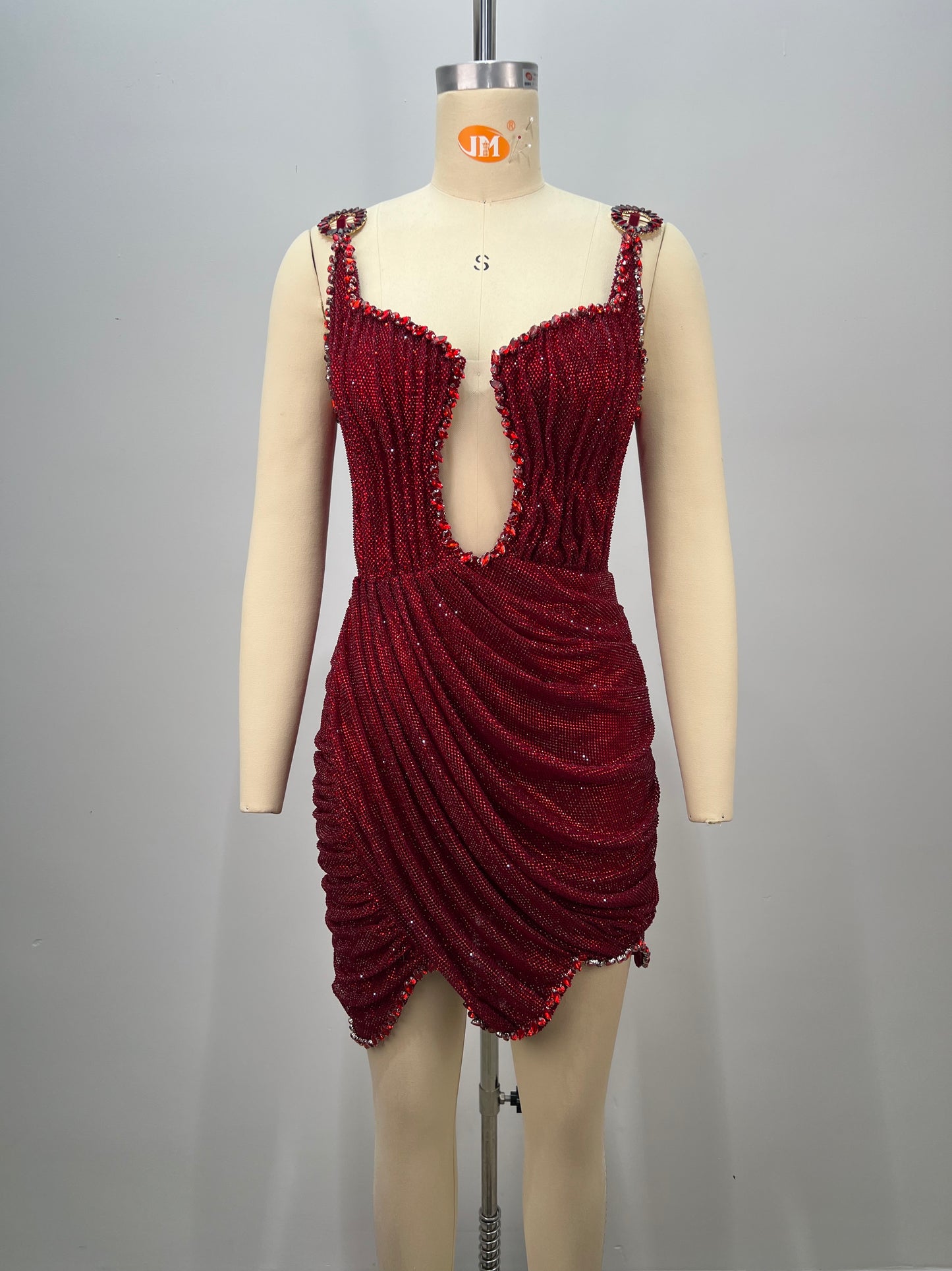 Embellished Draped Dress Red HV2926