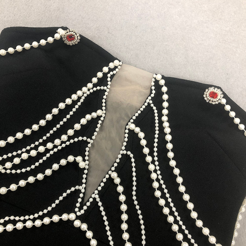 Pearl Bardot Maxi Dress Black