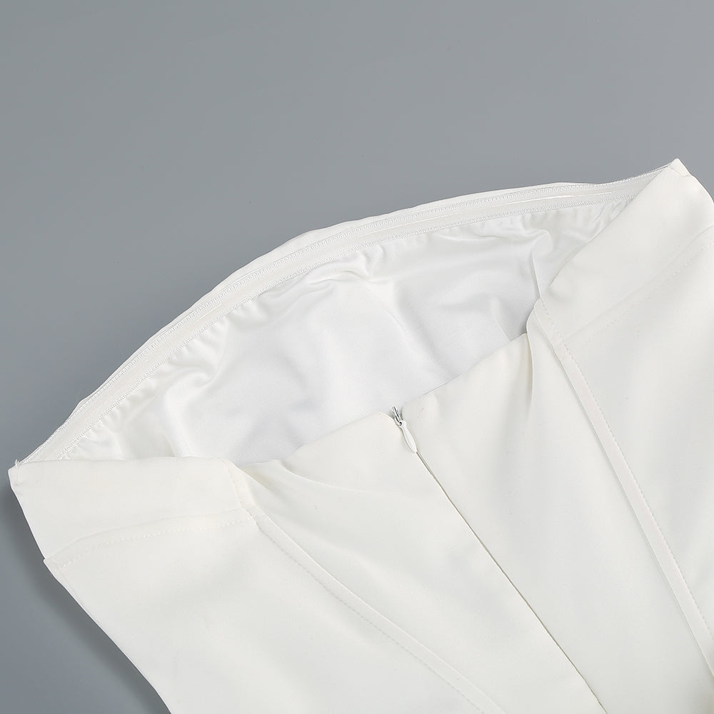 Strapless Puff Dress White