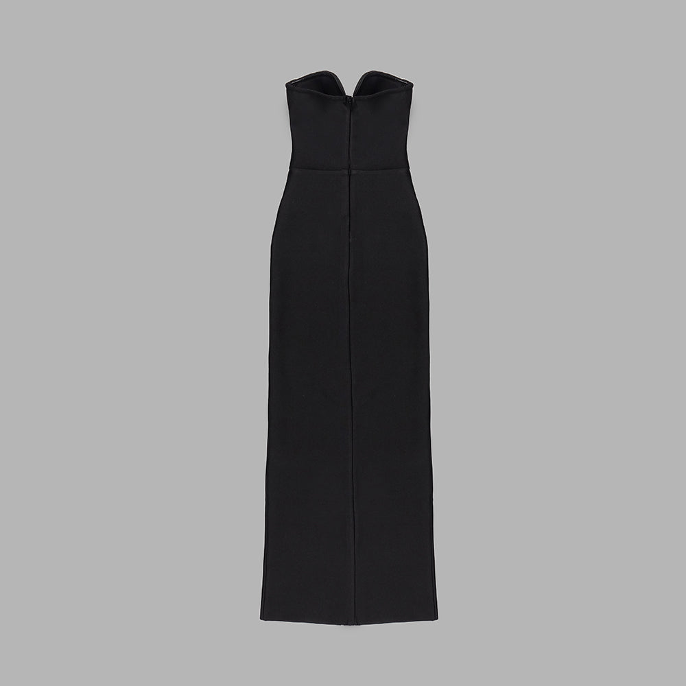 Strapless Bustier Maxi Dress Black HV9509