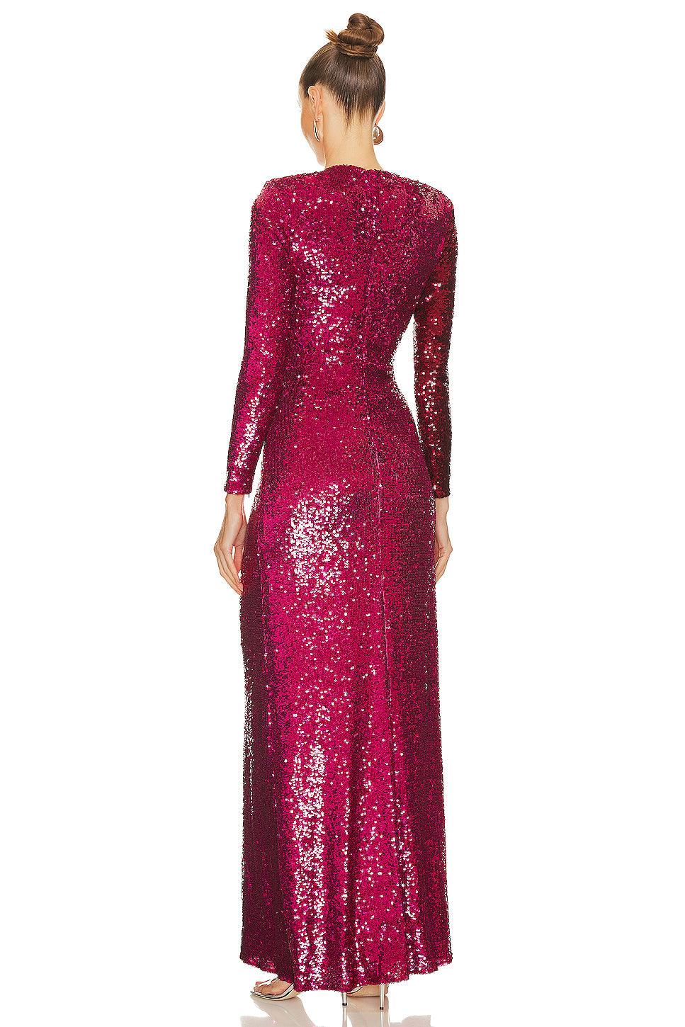 Long Sleeve Sequin Ruched Maxi Dress HV1072