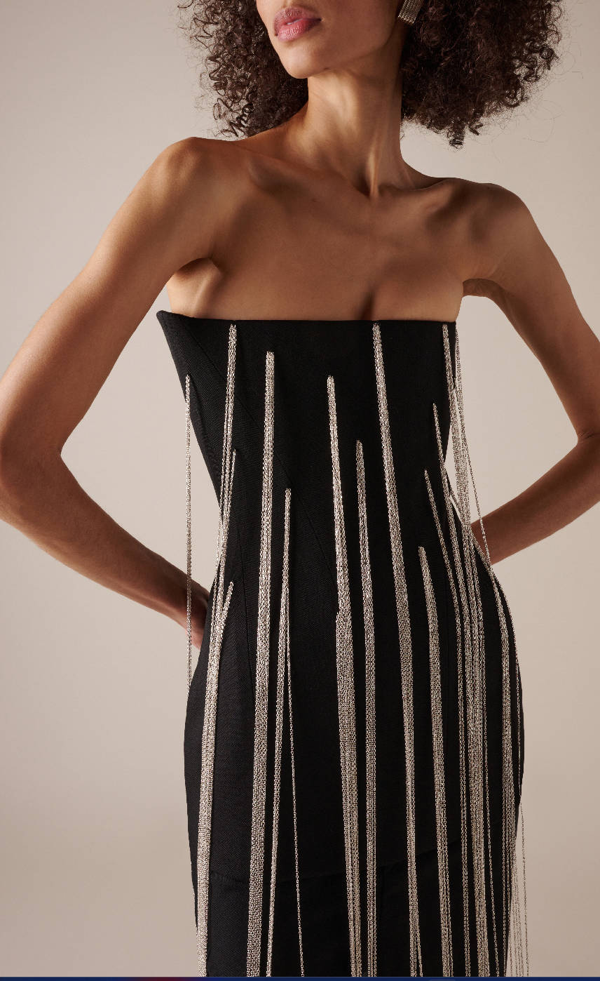 Strapless Chain Detail Jumpsuit Black HV1680