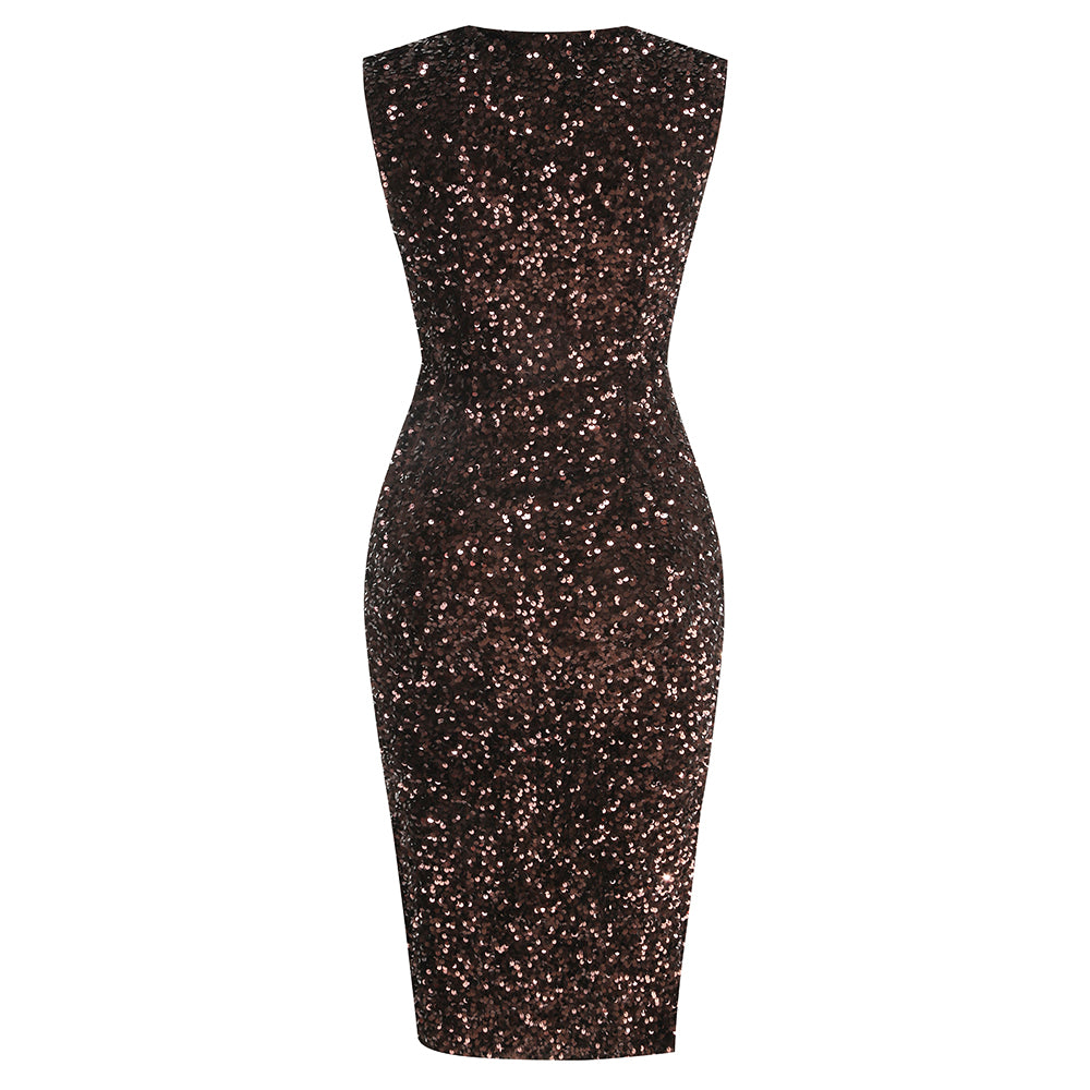 Sequin Midi Dress Brown HV1993