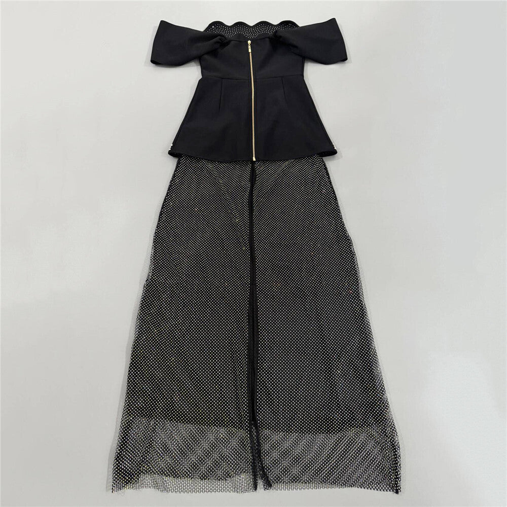 Crystal Two Piece Maxi Dress Black HV2645