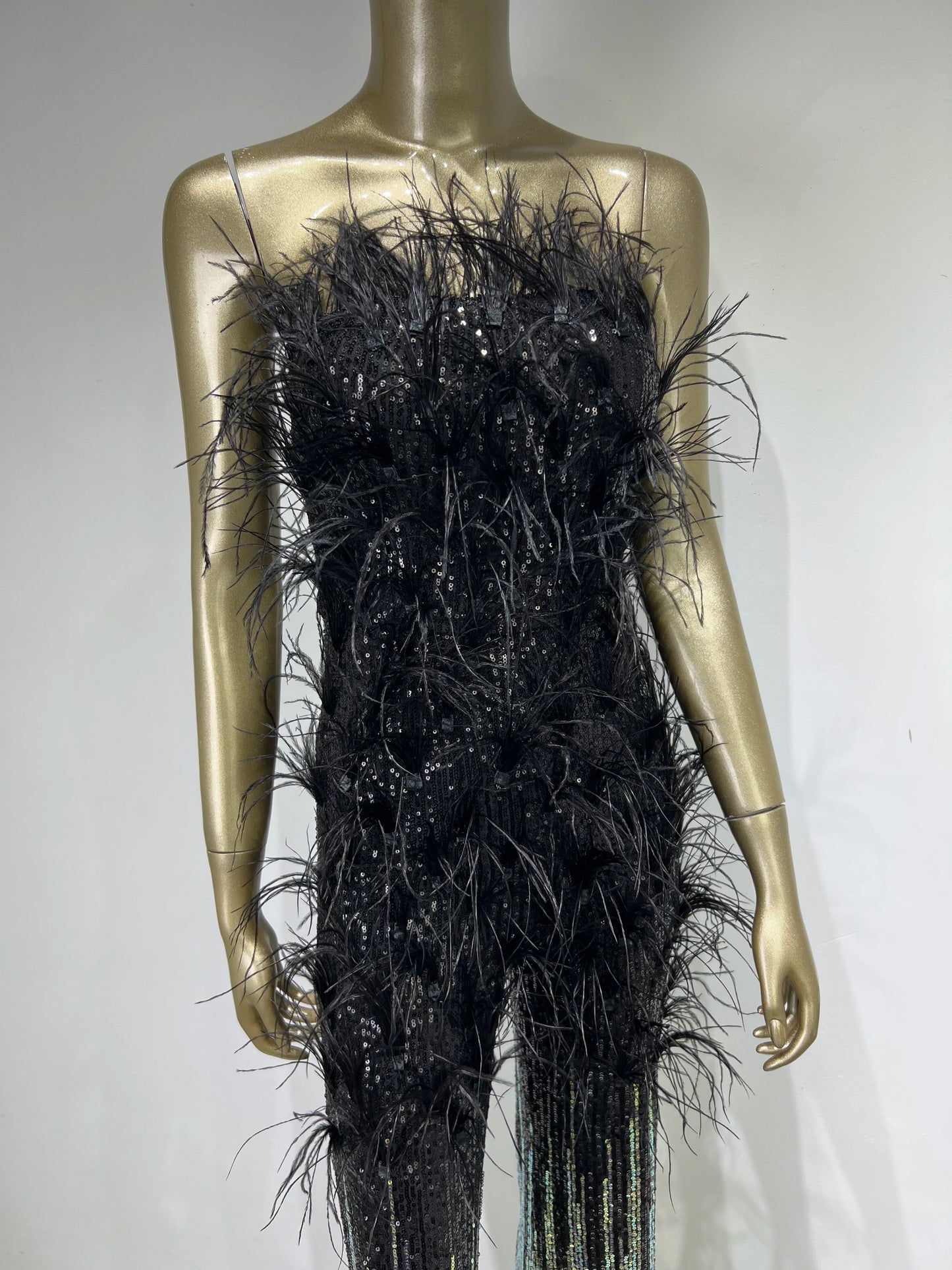 Strapless Feather Sequin Jumpsuit