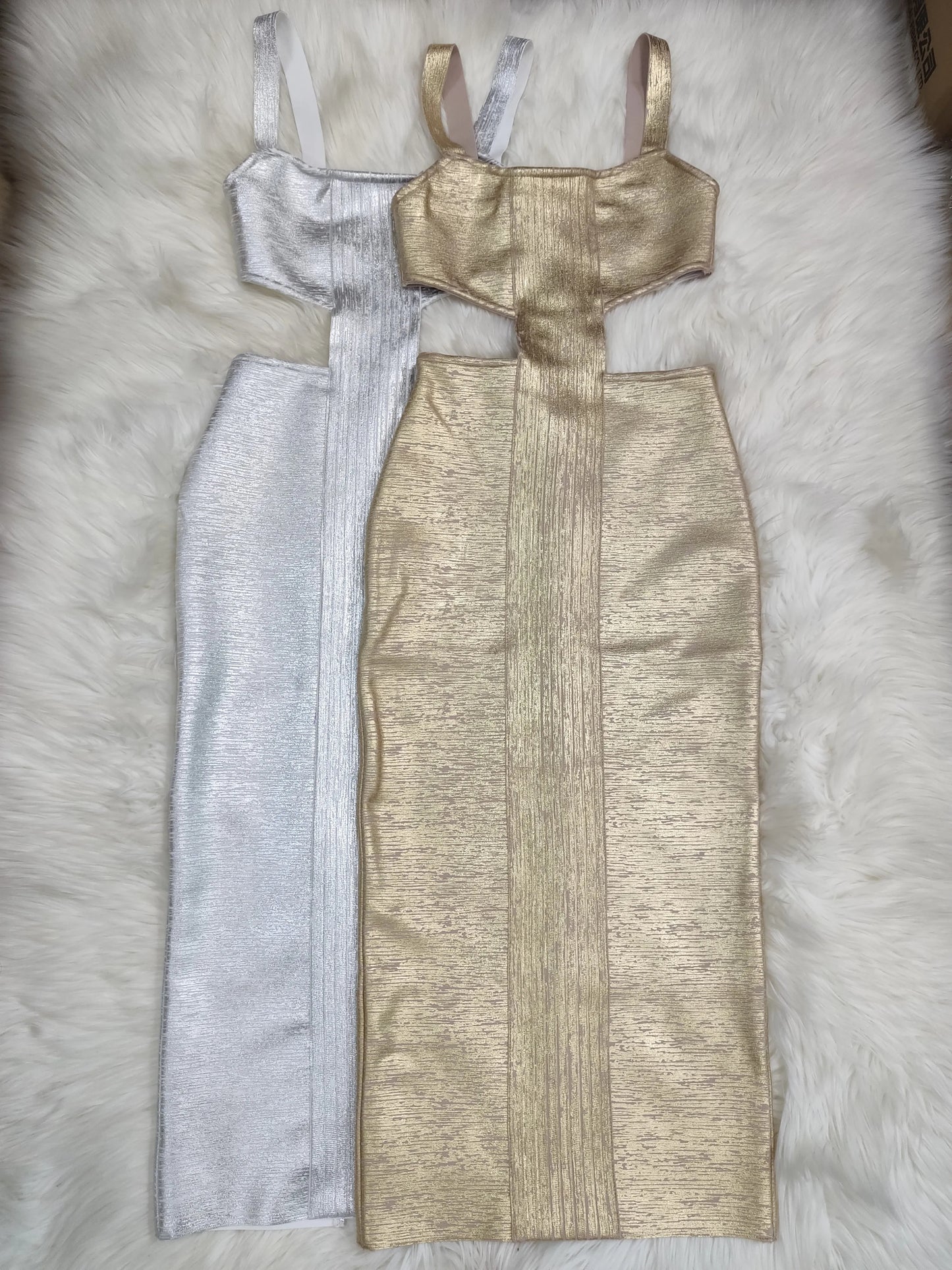 Woodgrain Foil Print Midi Dress HV8429