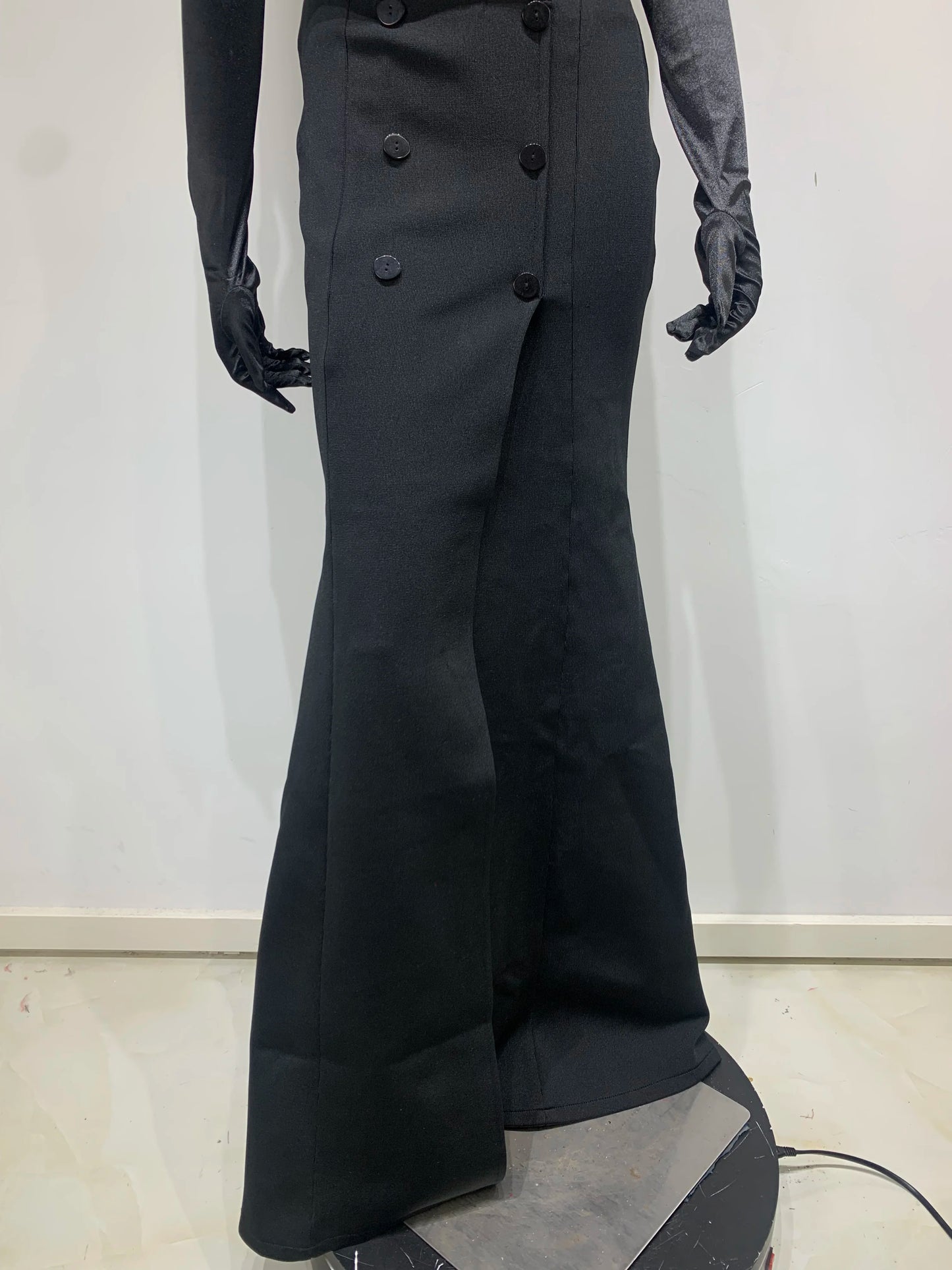 Rose Bustier Mermaid Maxi Dress Black Red HV9744