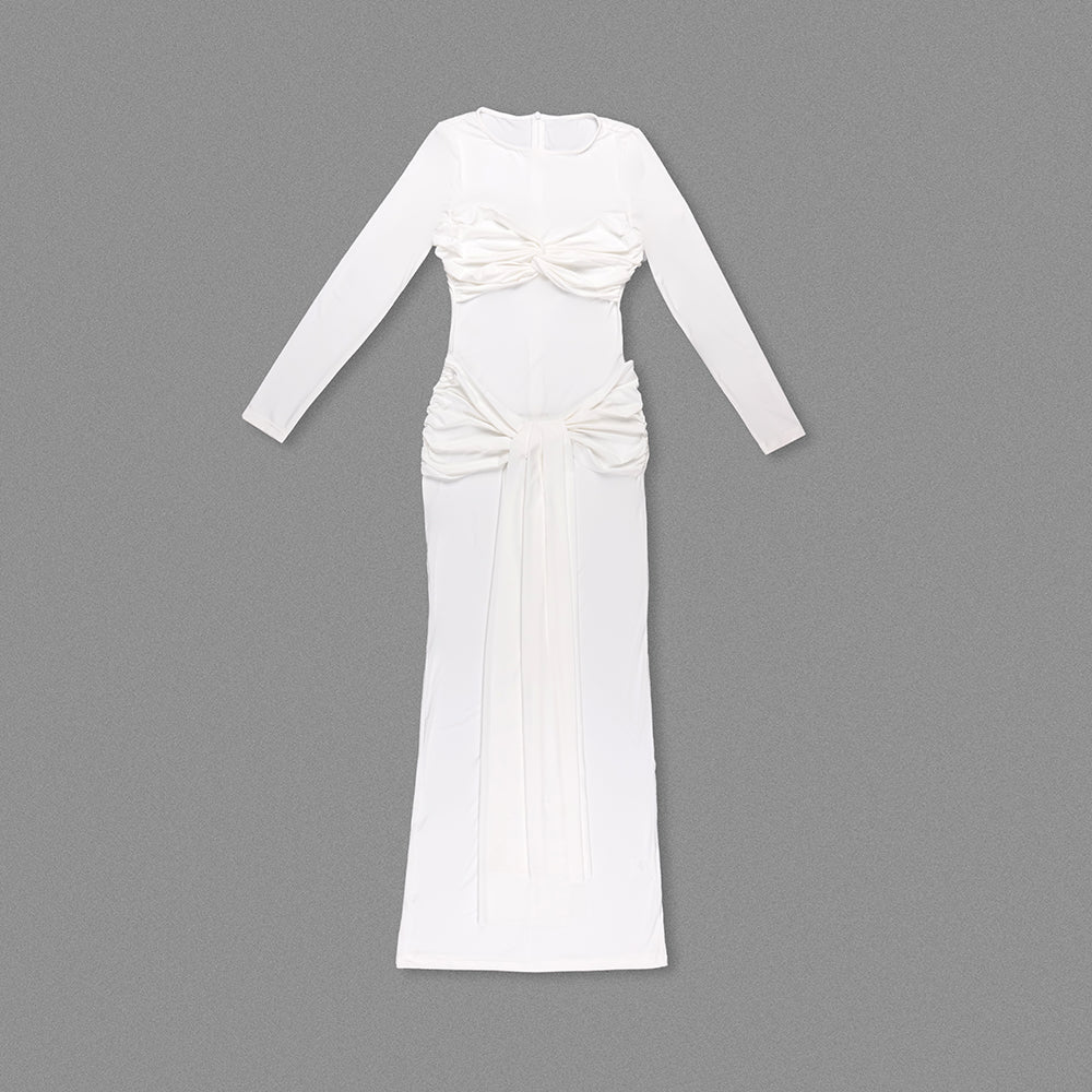 Long Sleeve Draped Detail Maxi Dress HV1767
