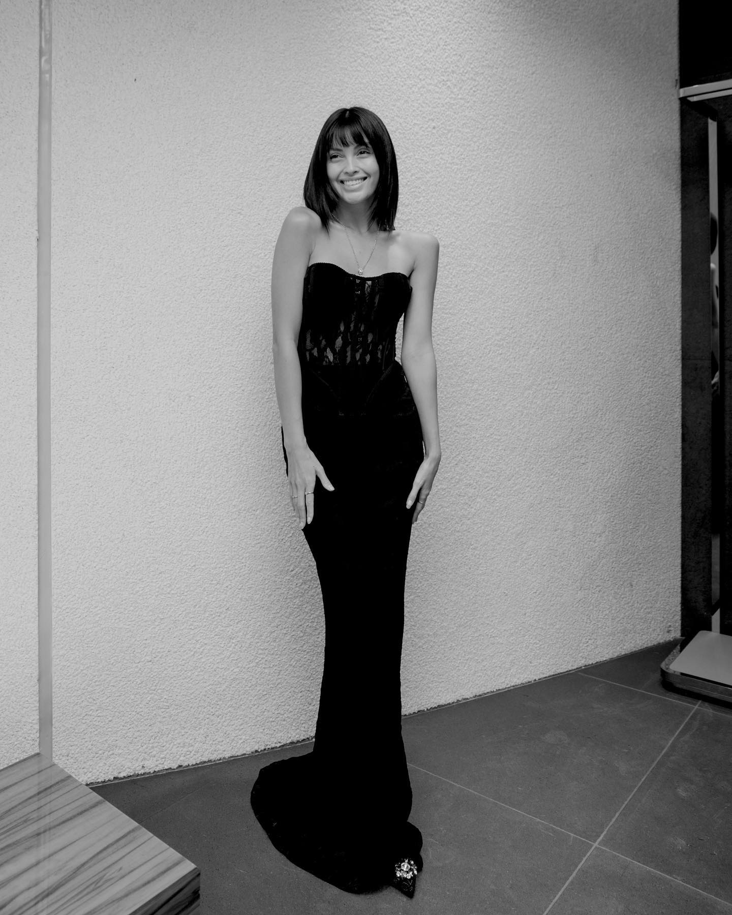Strapless Lace Corset Two Piece Maxi Dress Black HV1056