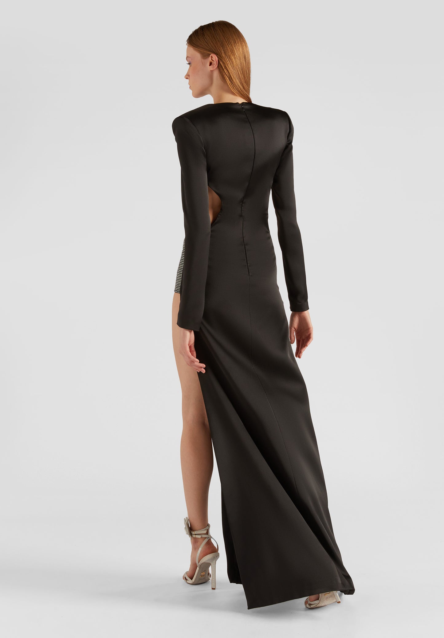 Long Sleeve Crystal Detail Maxi Dress Black HV9821