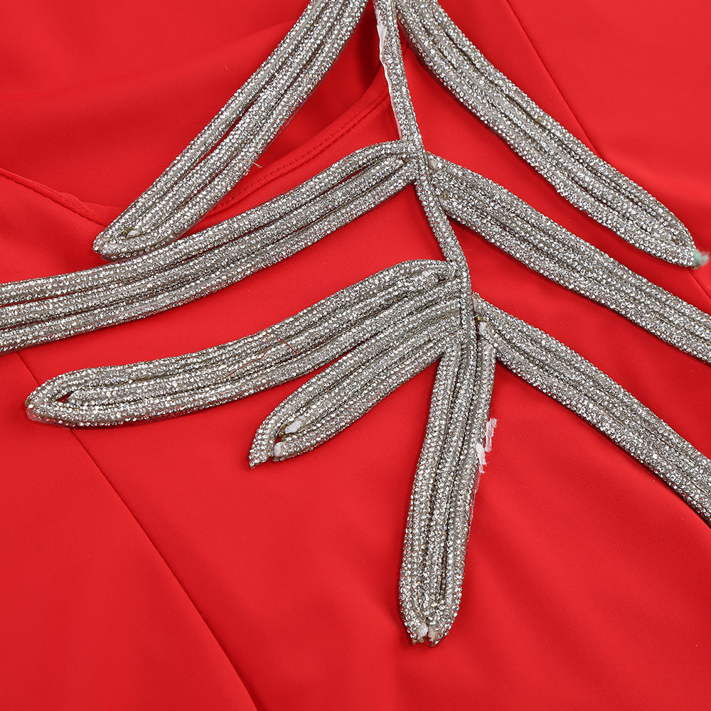 Long Sleeve Backless Maxi Dress Red